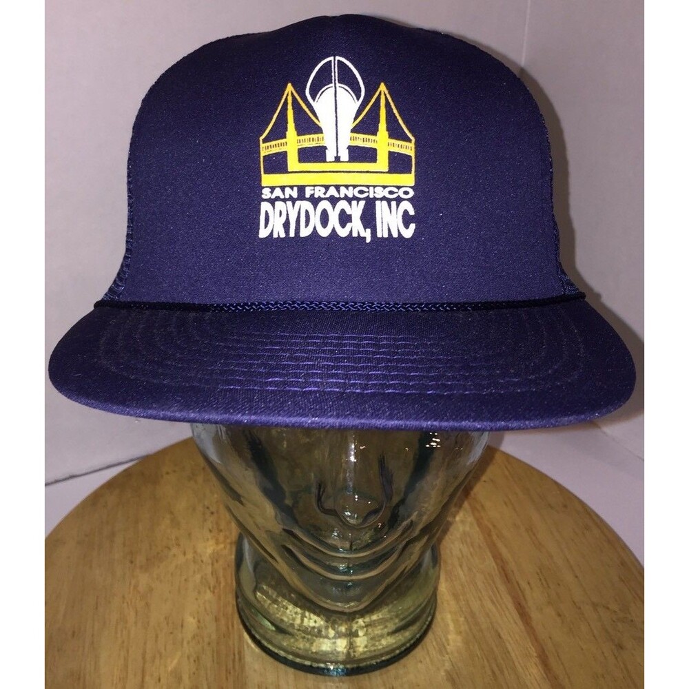 Vintage SAN FRANCISCO DRYDOCK INC Trucker Hat Cap Snapback Shipyard BAE Systems